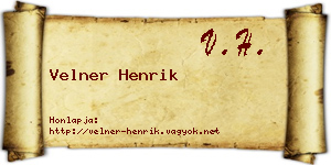 Velner Henrik névjegykártya